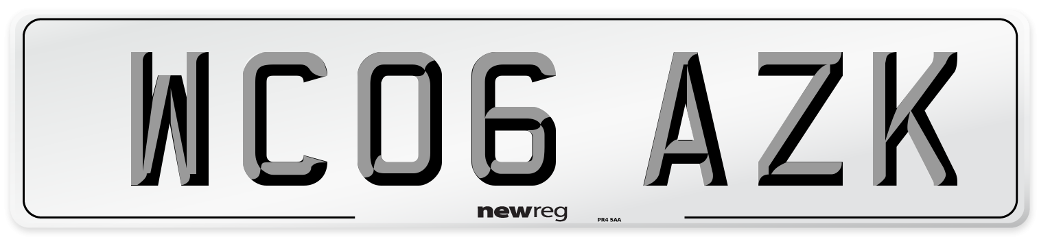 WC06 AZK Number Plate from New Reg